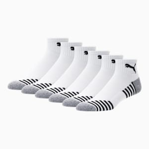 Half-Terry Quarter-Length Men's Socks [6 Pack], WHITE / BLACK, extralarge
